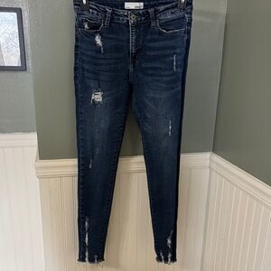 Vervet Women's Dark Blue Distressed Skinny Jeans Size 29
